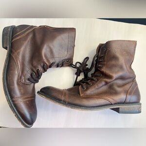 Steve Madden Brown Leather Men's TREK Lace-up Boots size 12 side zip closure